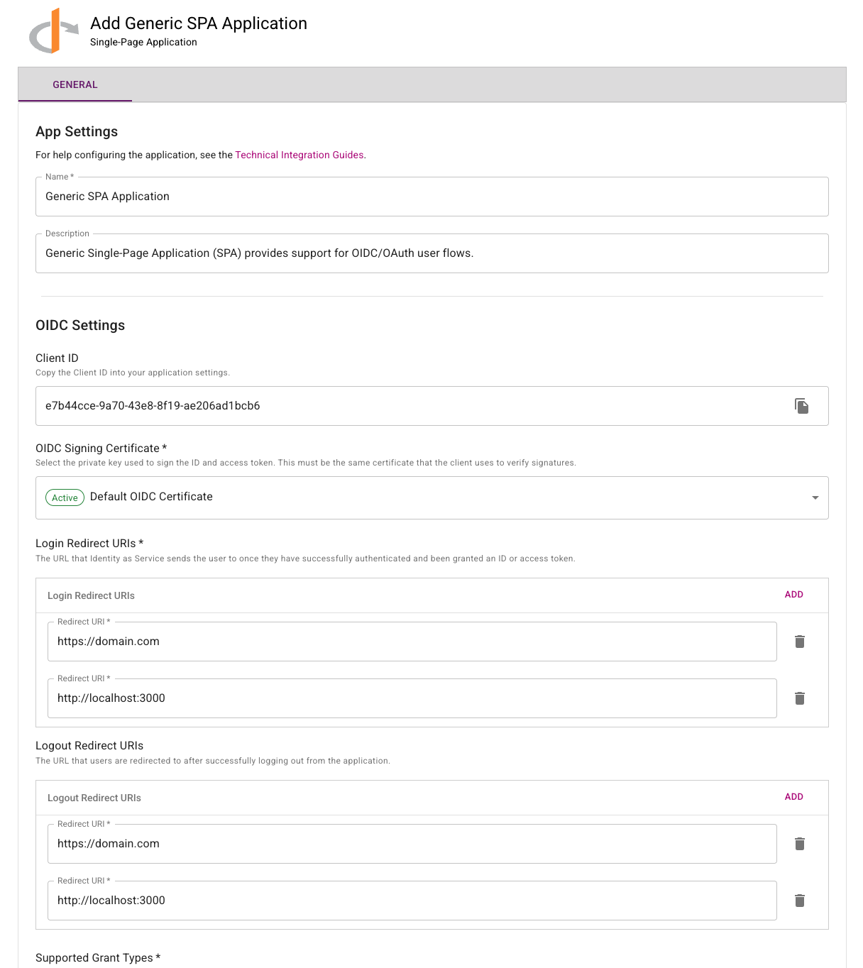 Creating An OIDC Application IDaaS API Client Documentation